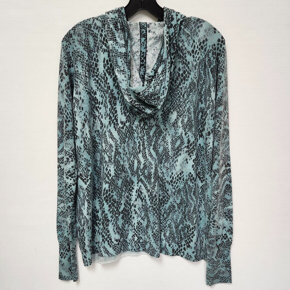 Marc Aurel Women's "No Bad Days" Blue/Black Long Sleeved Hooded Top Size 6 - Picture 2 of 9